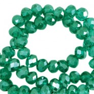 Top Facet kralen 3x2mm disc Lake green-pearl shine coating